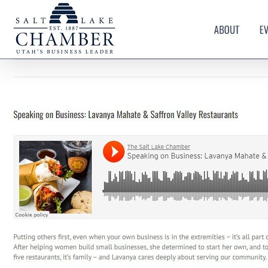 Salt Lake Chamber of Commerce: Speaking on Business: Lavanya Mahate &amp; Saffron Valley Restaurants