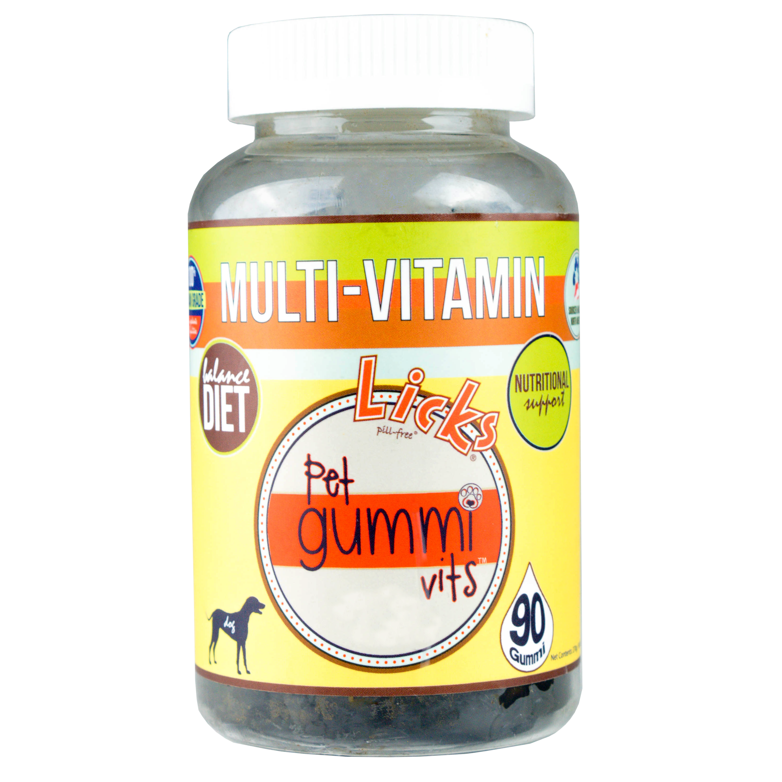 licks dog vitamins