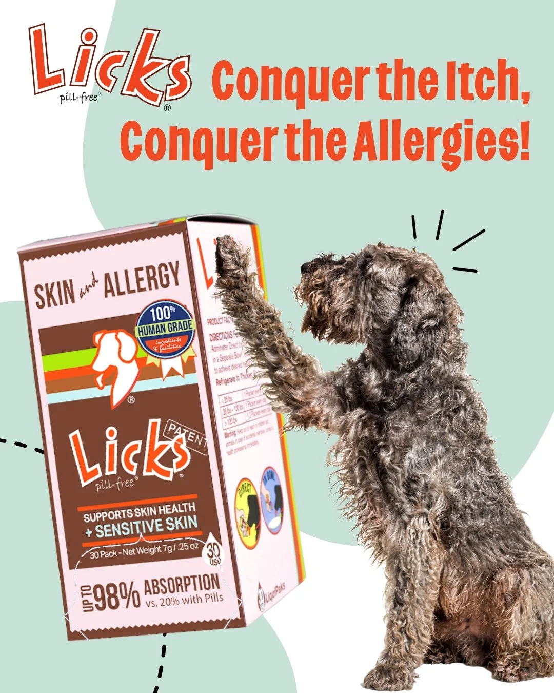 Beat the summer itch!🔥 

Don&rsquo;t let summer heat spark hot spots for your pup! Licks Pill-Free&rsquo;s Skin and Allergy formula is packed with Omega 3s to hydrate their skin from within and keep them itch-free.

Support their sensitive skin with