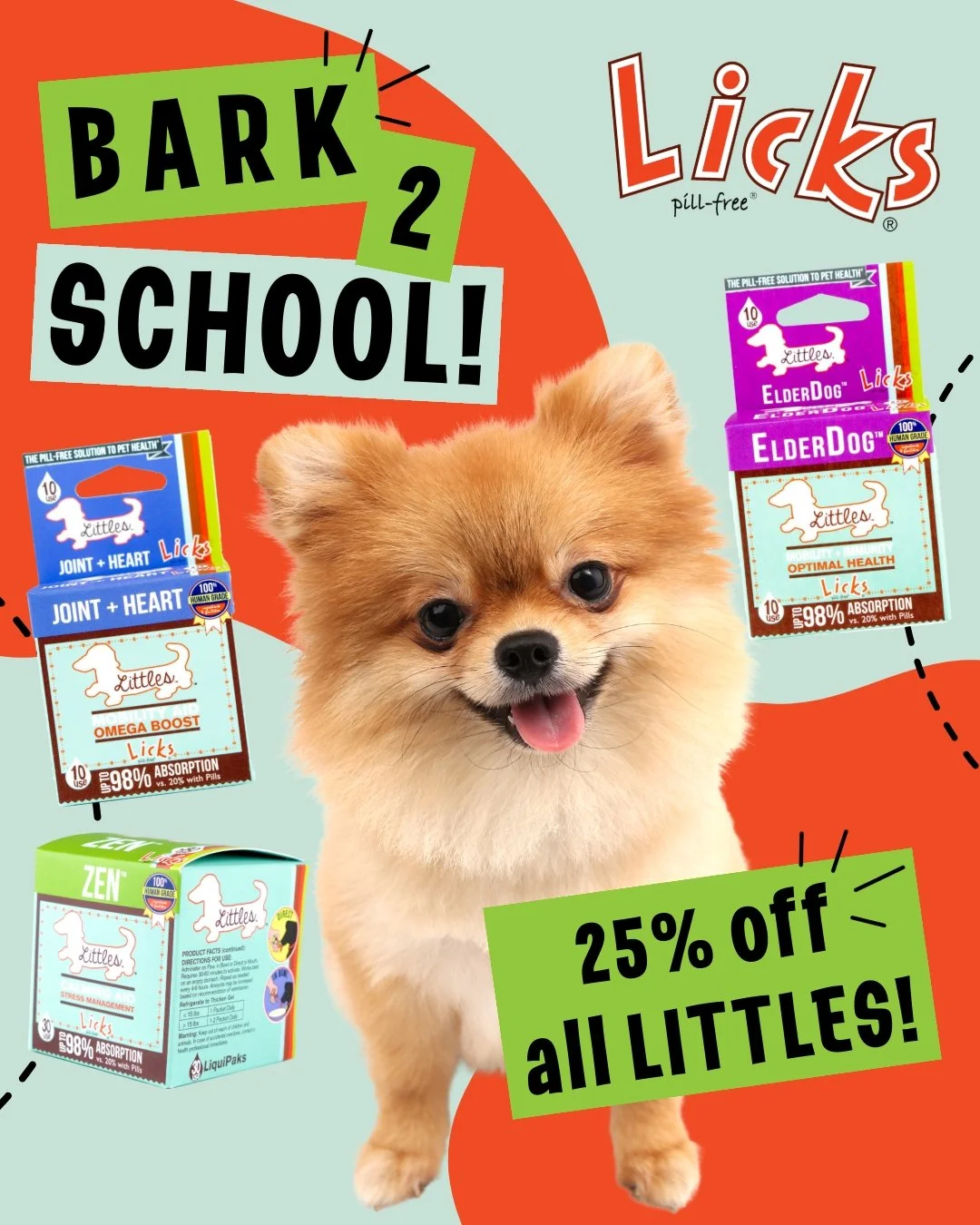 LICKS Bark 2 school savings are here!🍎 🏫 ✏️

Small paws, big perks! 🐾 It's Bark 2 School Week at LICKS&mdash;treat your small breed pup to wellness with 25% off all Licks LITTLES products all week! From joint support to omega boosts, we&rsquo;ve g