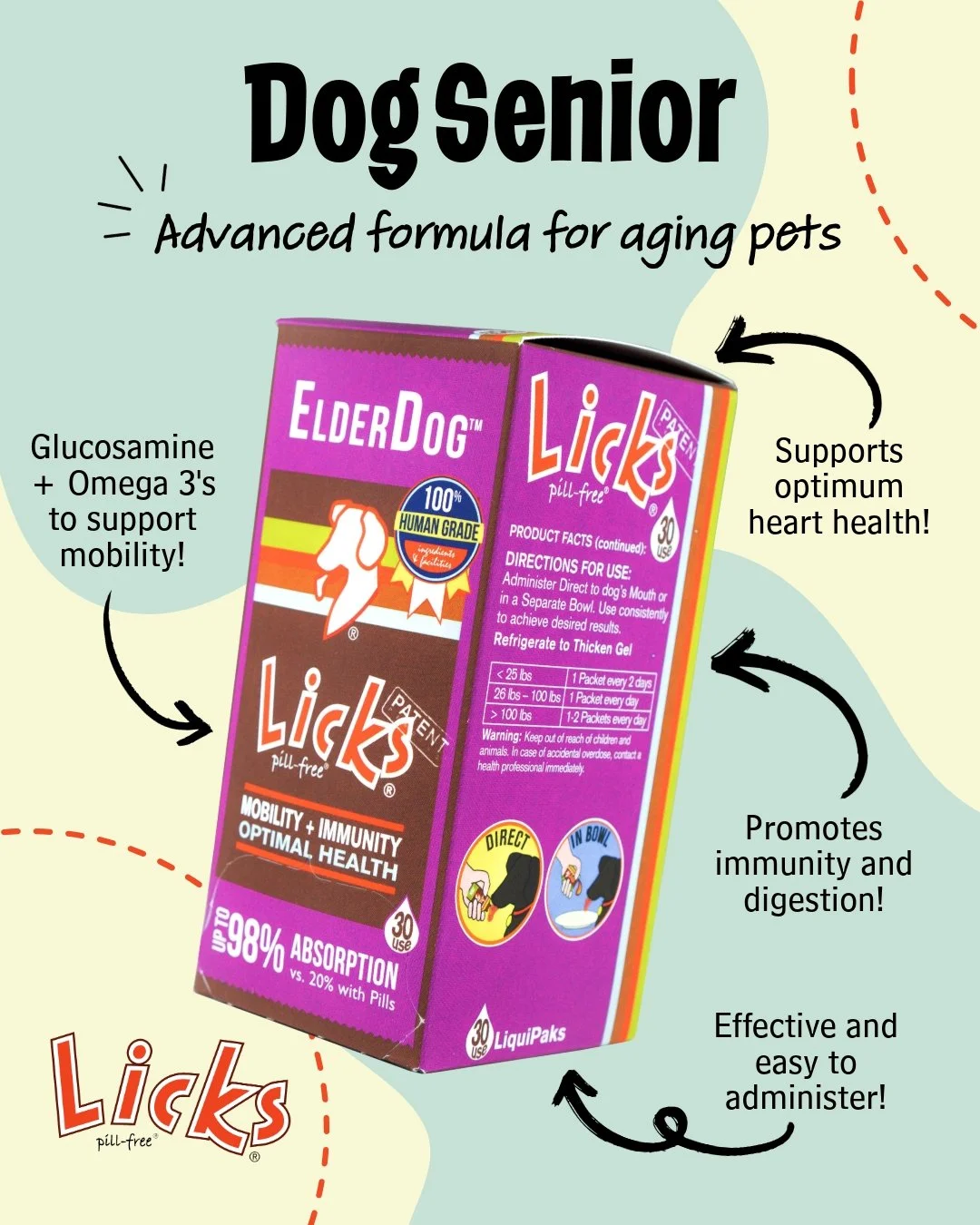 Care that goes the extra mile 🐾

Your senior pet has given you a lifetime of love&mdash;now it&rsquo;s their turn to be cared for! 💖 LICKS&reg; Senior Formula is designed to support mobility, immunity, and optimal health with easy-to-administer liq