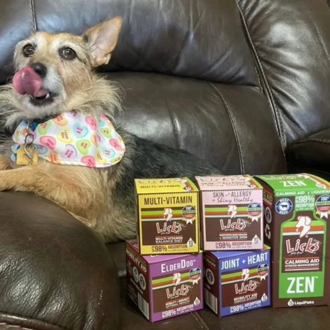 Treat your furry friend to a sweet treat - with benefits!!🐾

LICKS Pill-Free Solutions delivers irresistible flavors your pet will love, paired with essential remedies for their health needs! From calming aids to multivitamins, it&rsquo;s the perfec