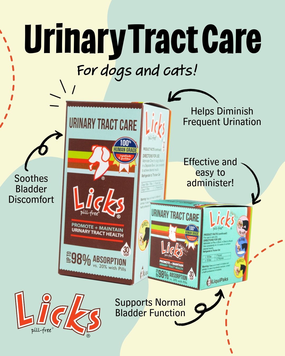 Too many last-minute trips outside or to the litter box? That's just the tip of the trouble caused by bladder discomfort. 💦 

Our Infection prevention formula soothes bladder discomfort, helps diminish frequent urination, promotes overall immunity, 