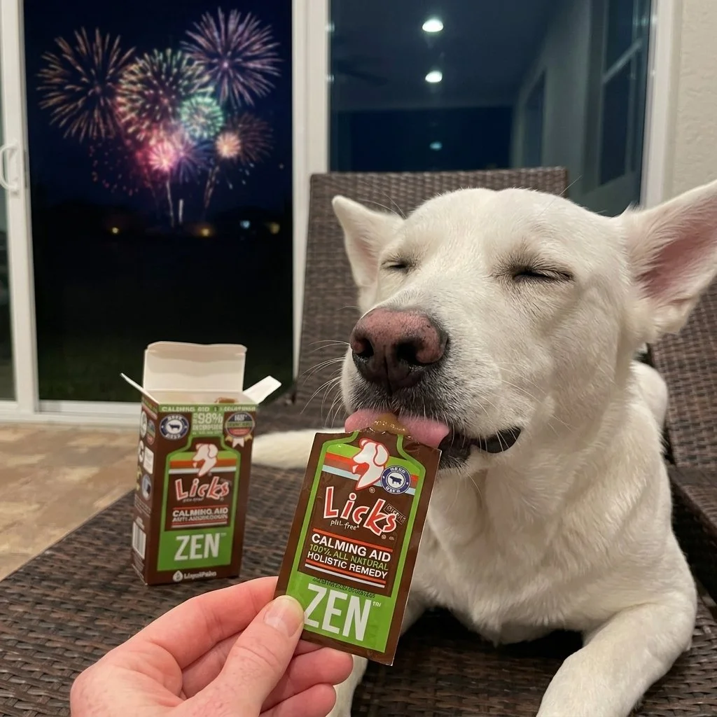 Keep calm, even during fireworks 🎆

Thunderstorms, fireworks, or unexpected guests? No problem! Licks Pill-Free&rsquo;s ZEN Calming Formula is here to support your pet through stressful moments, ensuring they stay relaxed and happy. Just one dose of