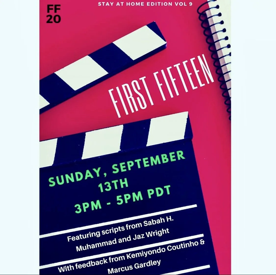 Reading this Sunday(9/13) for "First Fifteen LA" feat Scripts from Sabah H. Muhammad and Jaz Wright