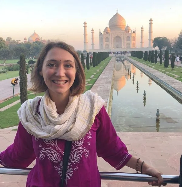 Michelle at the Taj Mahal, India .