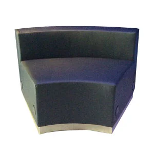 Black Leather Concave Curved Chair w/ Brushed Steel Base 27" long curve X 26" tall X 20" deep $95.00