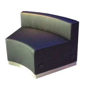 Black Leather Concave Curved Chair w/ Brushed Steel Base 27" long curve X 26" tall X 20" deep $95.00