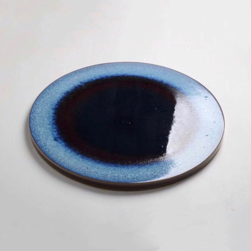 Ceramic Plate in Blue and Black