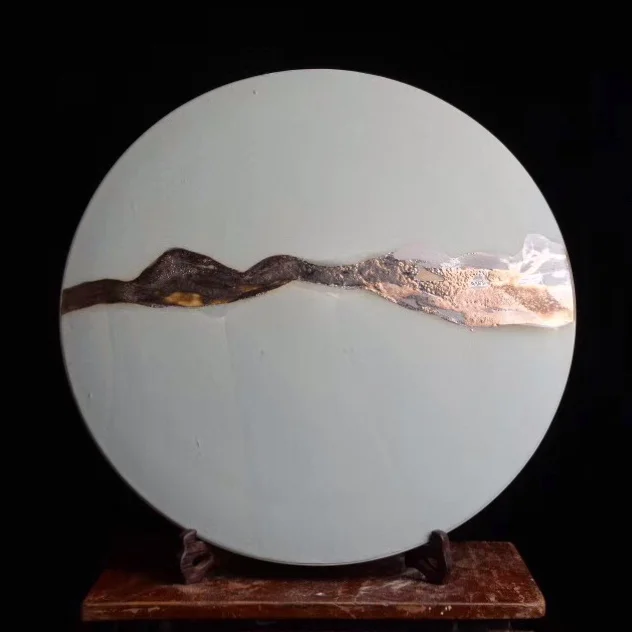 Ceramic Plate in White and Bronze