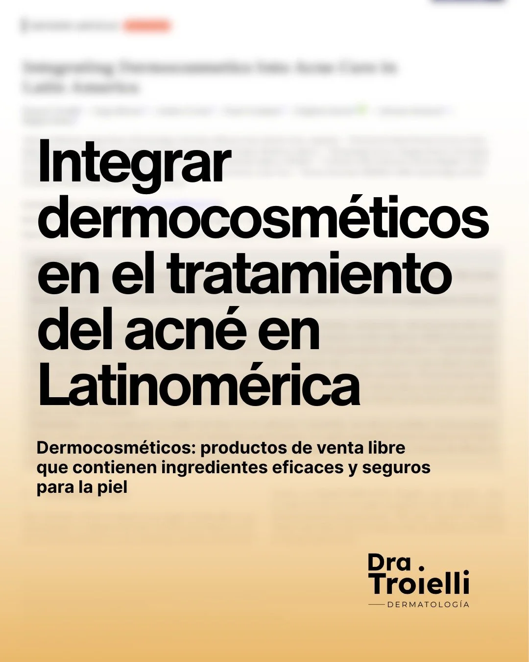 🔬 El rol de los dermocosm&eacute;ticos en el acn&eacute; en Latinoam&eacute;rica est&aacute; cambiando.

Cada vez hay m&aacute;s evidencia que respalda su integraci&oacute;n dentro de las estrategias terap&eacute;uticas, no solo como complemento, si