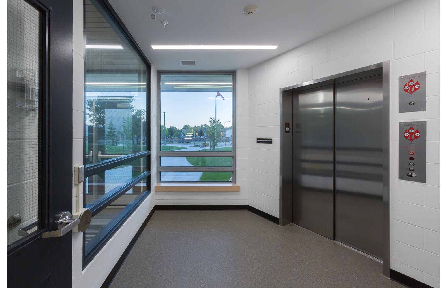  Dalhousie School Elevator Addition, interior of elevator entrance / Photo:  Lindsay Reid  