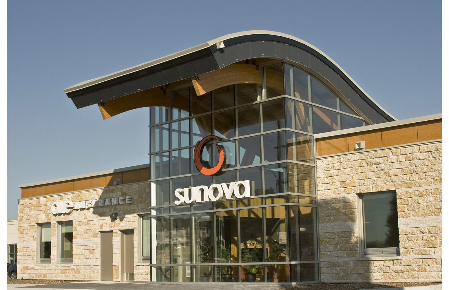  Sunova Credit Union, exterior photo of building entrance / Photo: Tracy A Wieler 