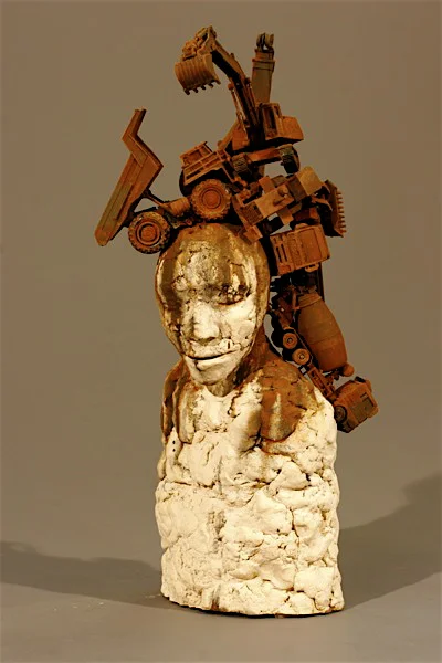Personal archeology 2005 Ceramic with rusted toys 25 x 9 x 11 Exploring who are and why we are here and where we are going is rooted in understanding what we were and how it makes us into the people we become.
