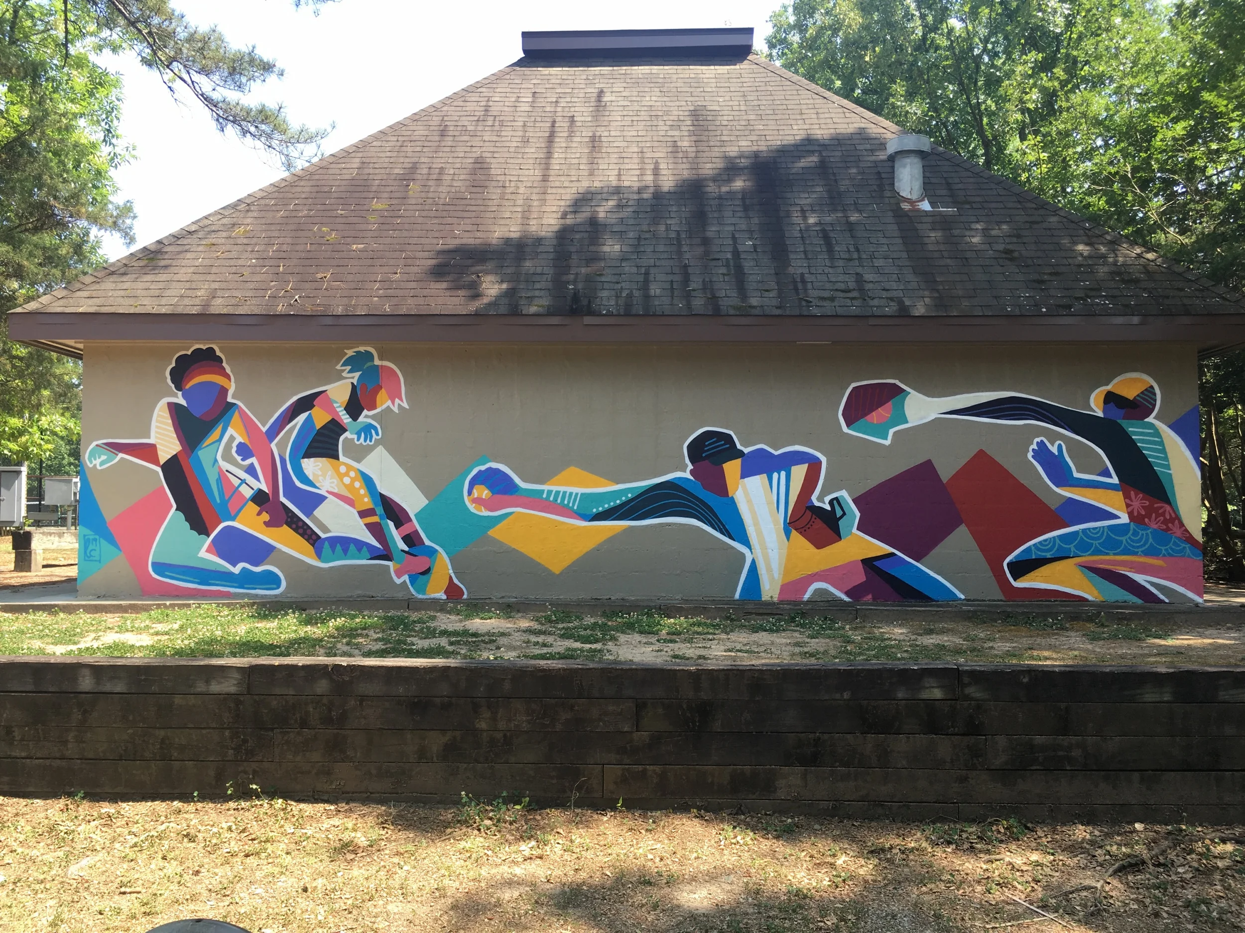 North wall mural facing the baseball and soccer fields.