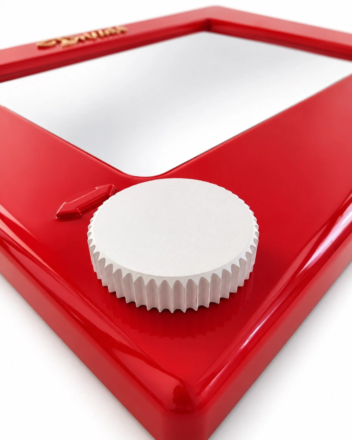 Glossy Red Mirror with Knurled Adjustment Knob.jpeg