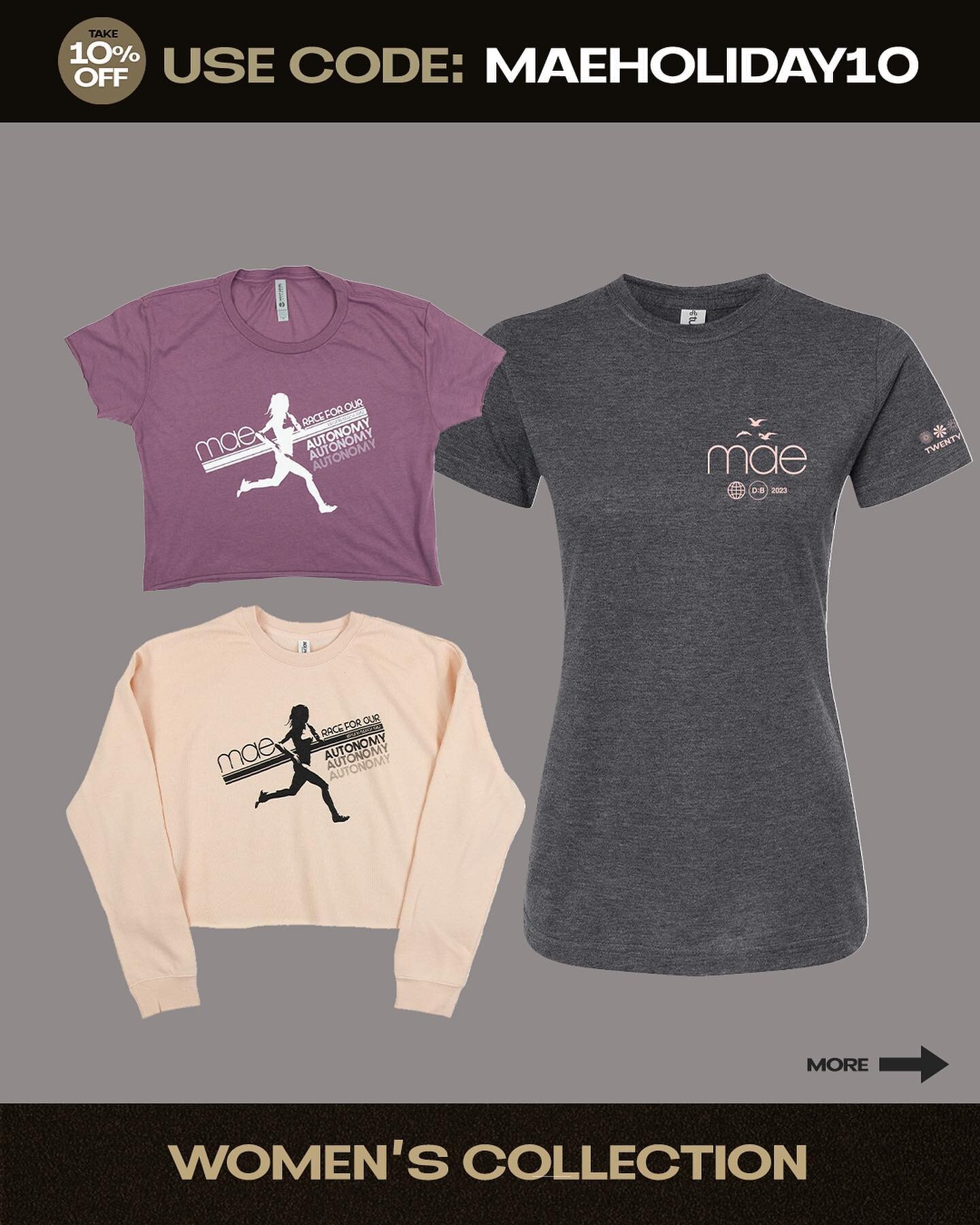 Mae&rsquo;s new Women&rsquo;s Collection is now LIVE at the new merch store! The collection includes a D:B 20 year tee with bird logo on front and 20 year detail on sleeve, Race for Our Autonomy festival crop tee and crop sweatshirt. Take 10% OFF now