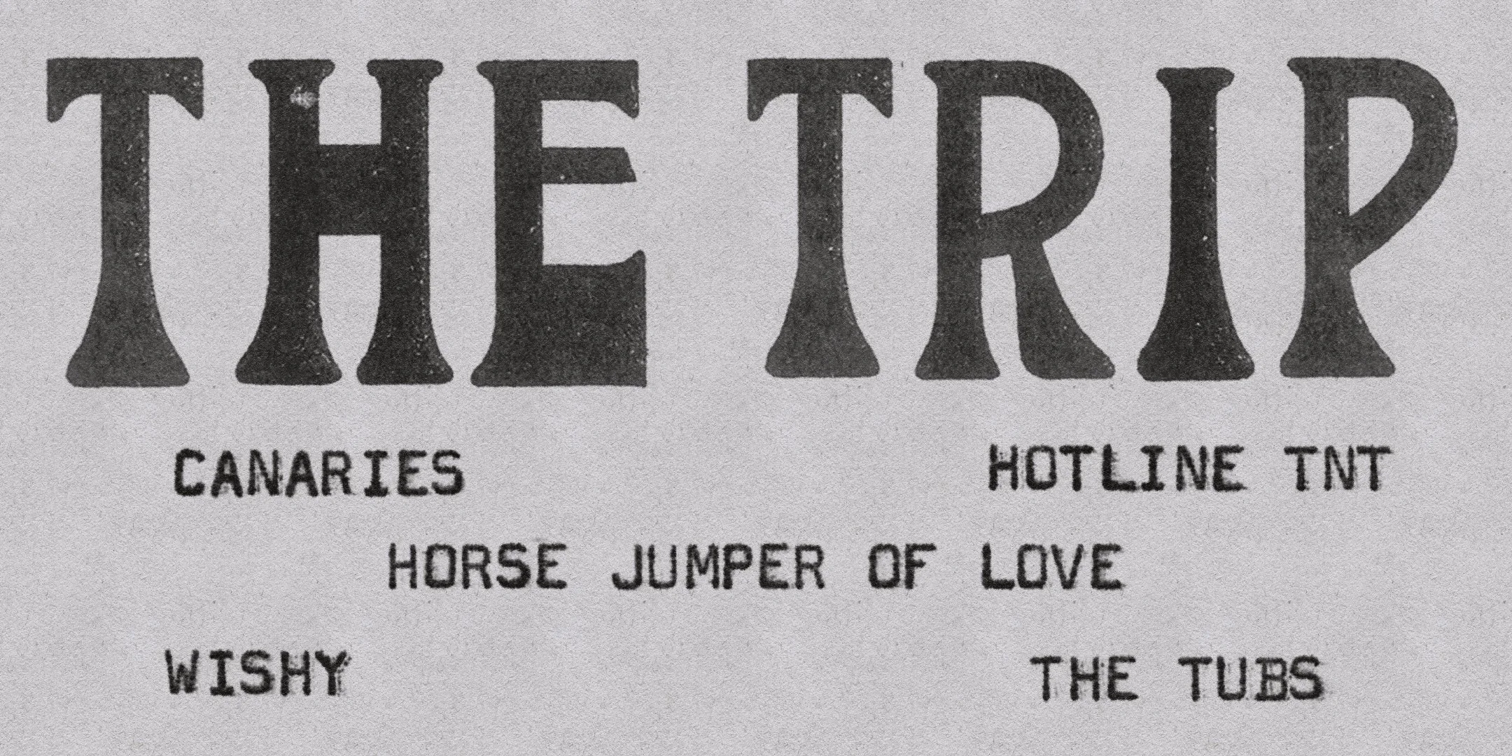 The Trip – Canaries, Hotline TNT, The Tubs, Horse Jumper of Love, Wishy