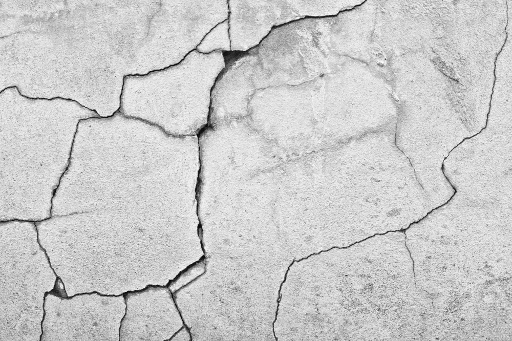 badly cracked concrete