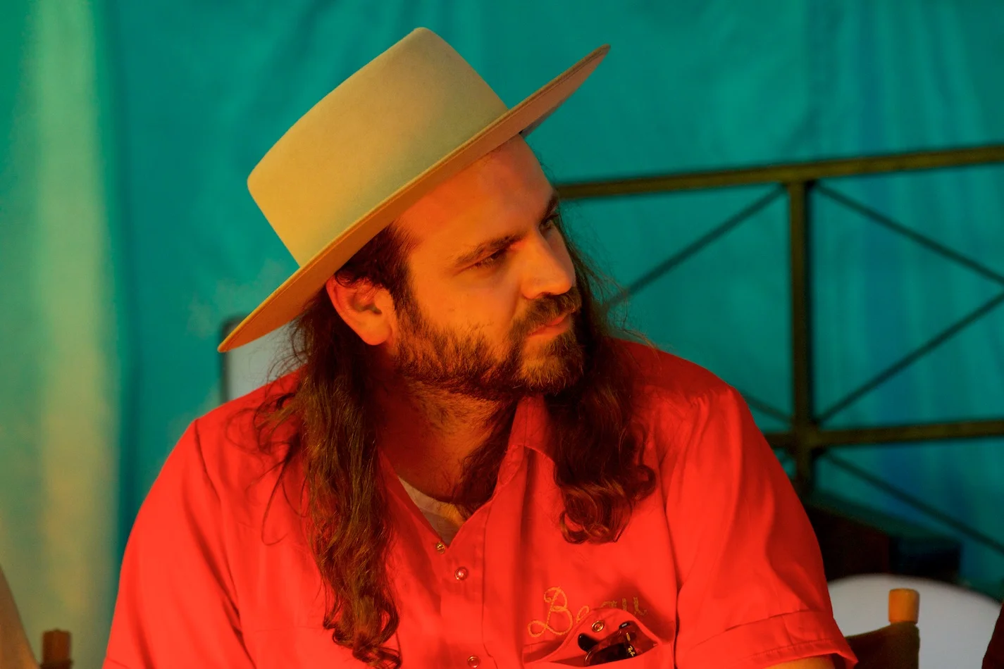 Beau Bedford of The Texas Gentlemen sat Bonnaroo press tent.jpg