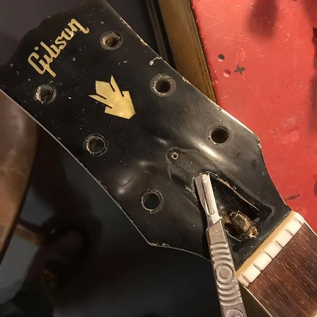 Lifting Holy Veneer 1961 Gibson SG - Hide glue & Clamped over night #Josephkayeguitars #original #Gibson #SG #repair #restoration #hideglue #woodclamp #london #vintage #guitar #workshop #luthier