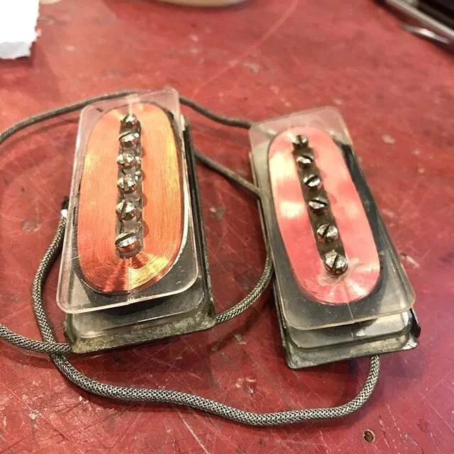 Late 60’s 1968 Gibson P90 Pickup Restoration - Non original base plates removed & replaced with original Vintage plates - Original bobbins / windings & lead wires ,, New Black Pickup cover’s - Works complete #josephkayeguitars #Gi