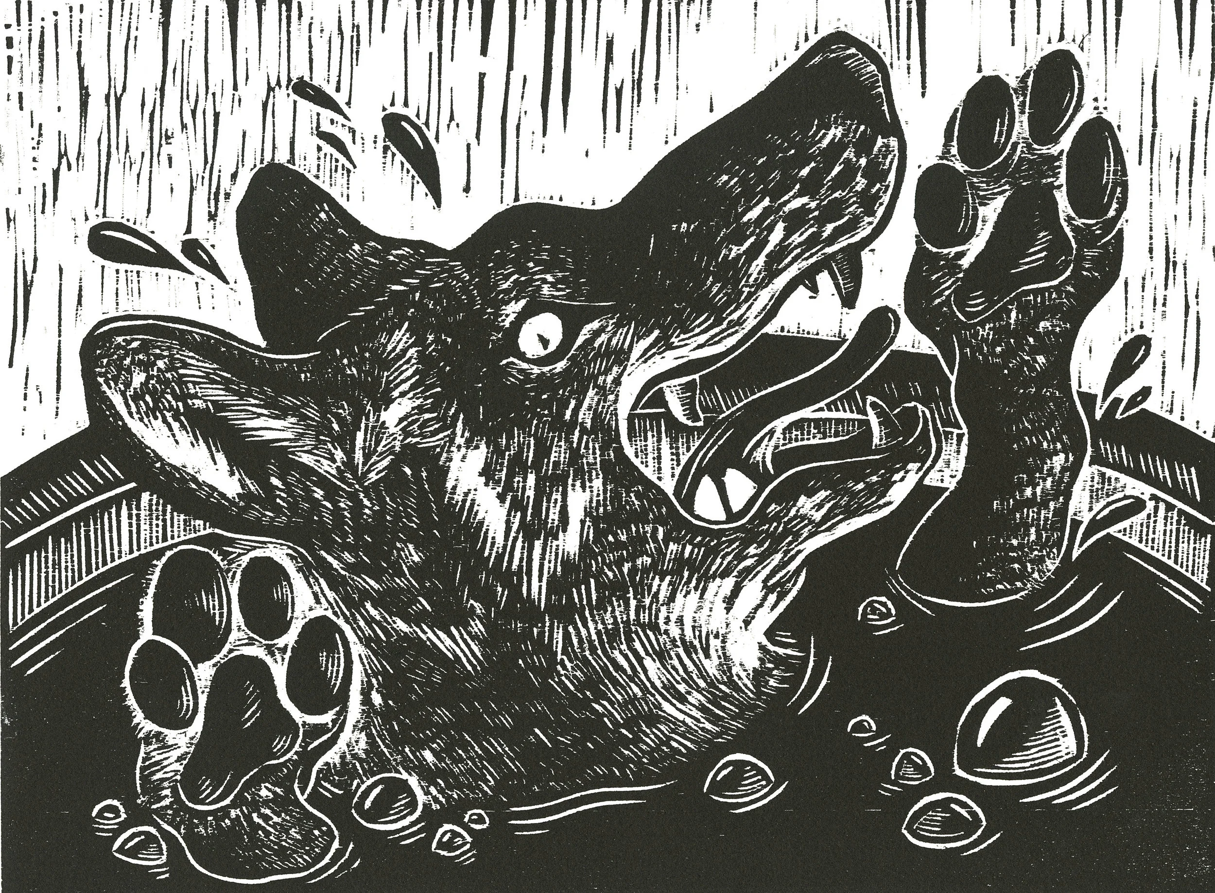 Wolf Drowning in Cauldron