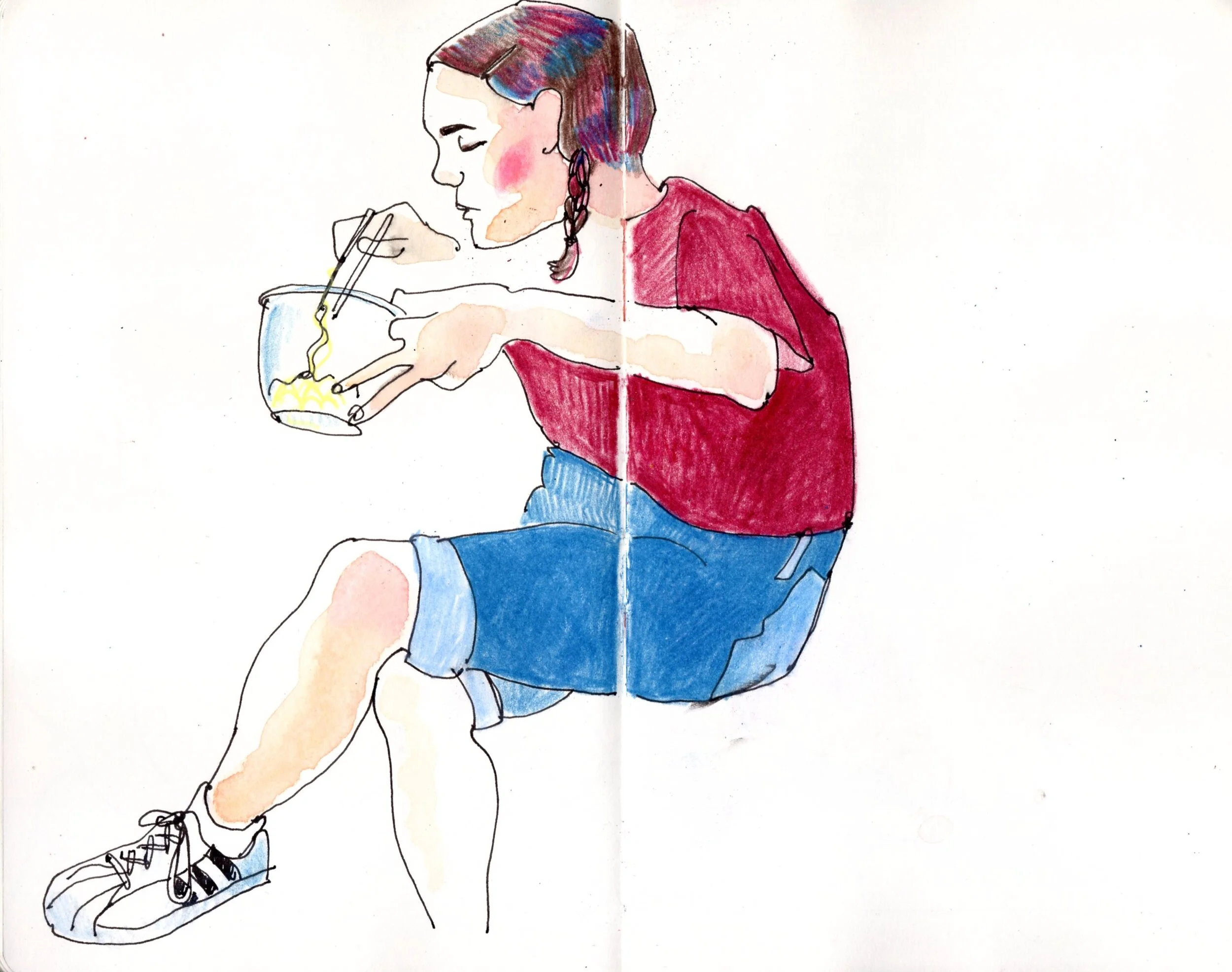 Girl Eating Noodles