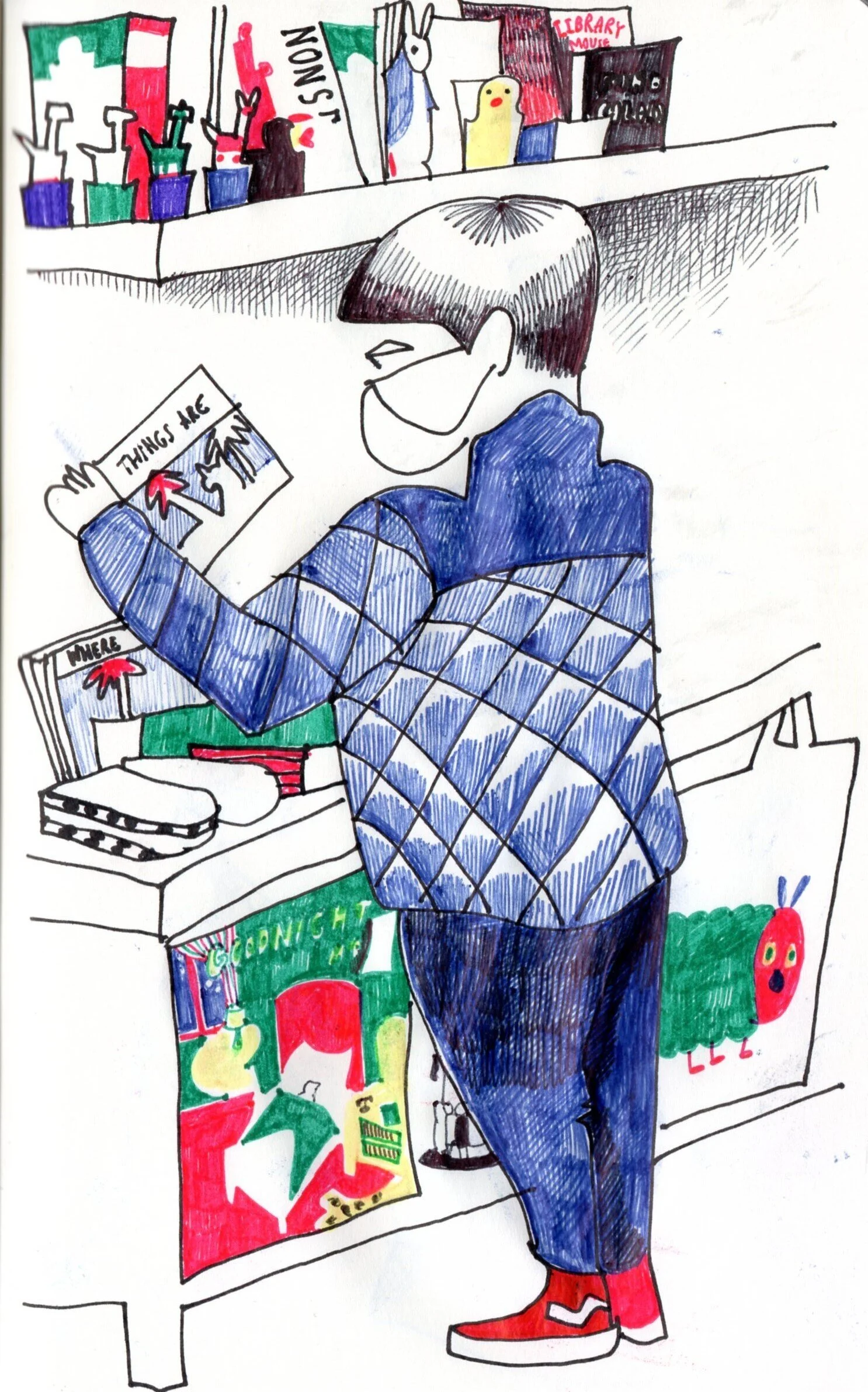 Boy Looking at Books