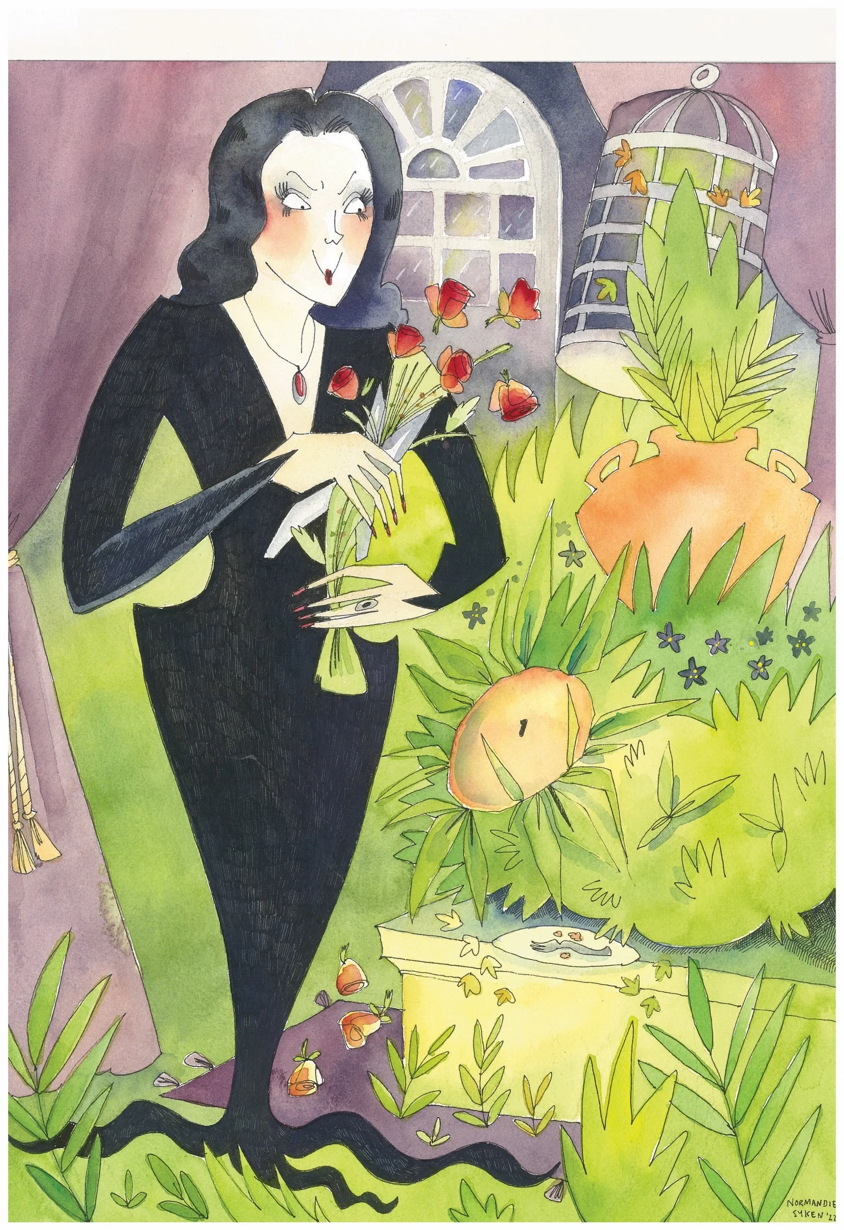 Morticia in Her Garden