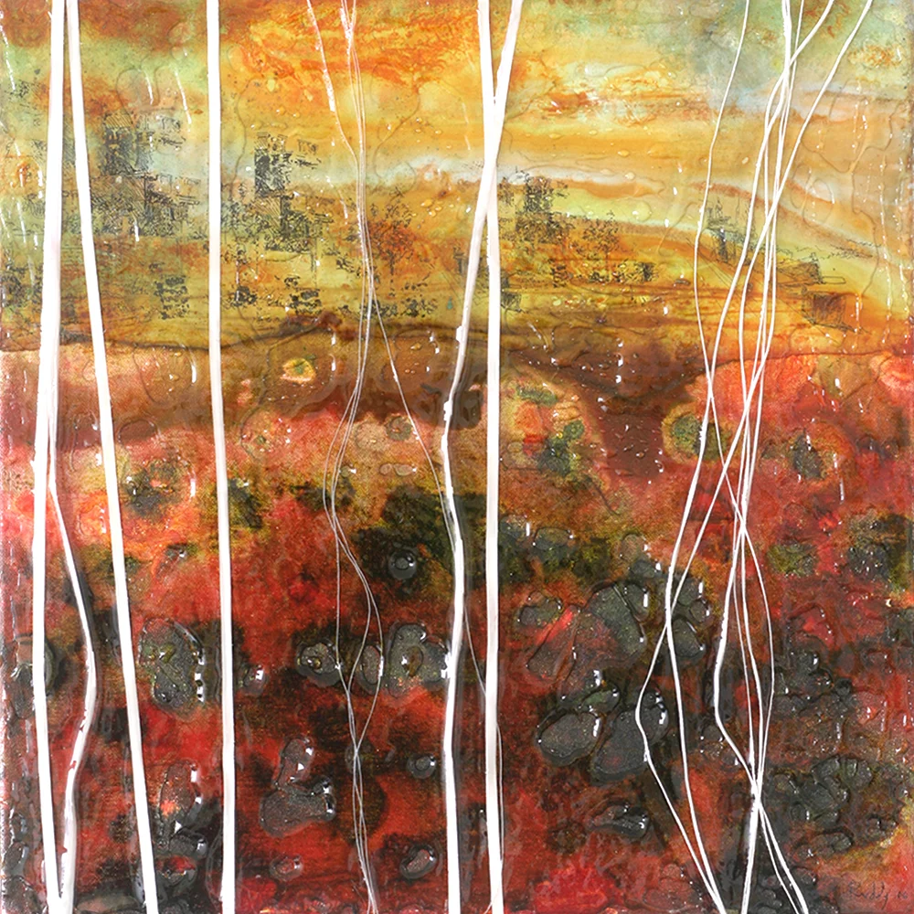 Remnants No48. Mixed Media, Acrylic, Oil, Ink and Resin On Canvas. 40 x 40cm