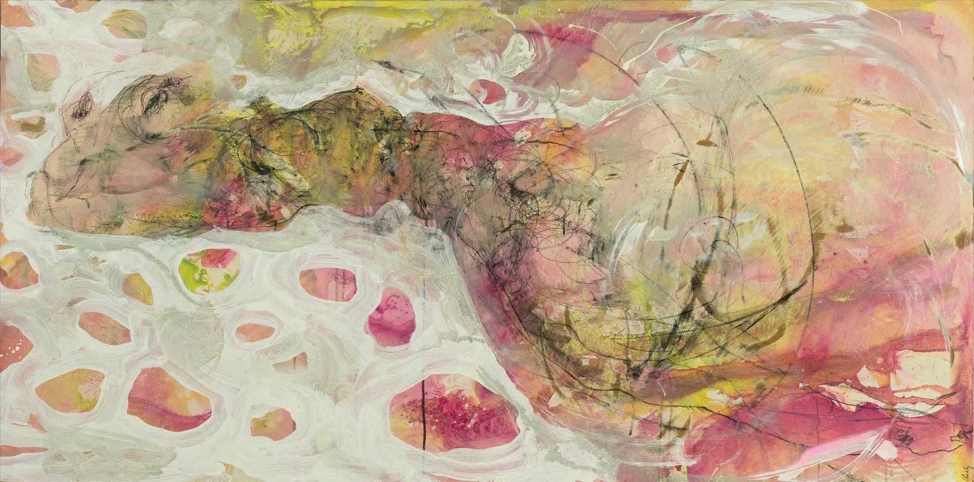 Mystical River. Mixed Media On Board. 180 x 90.