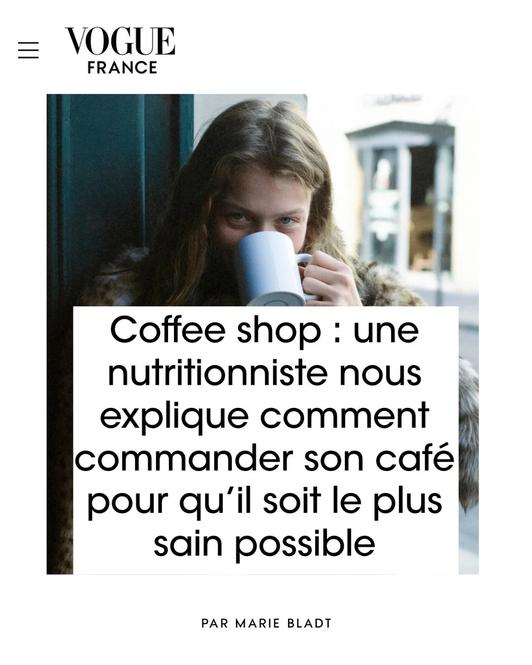 ☕️ PRESSE - Mes tips pour rendre votre pause-caf&eacute; healthy dans le @voguefrance et ce qu&rsquo;une d&eacute;pendance &agrave; votre petite dose de caf&eacute;ine montre de vos d&eacute;s&eacute;quilibres. Merci @mariebladt pour cette interview 