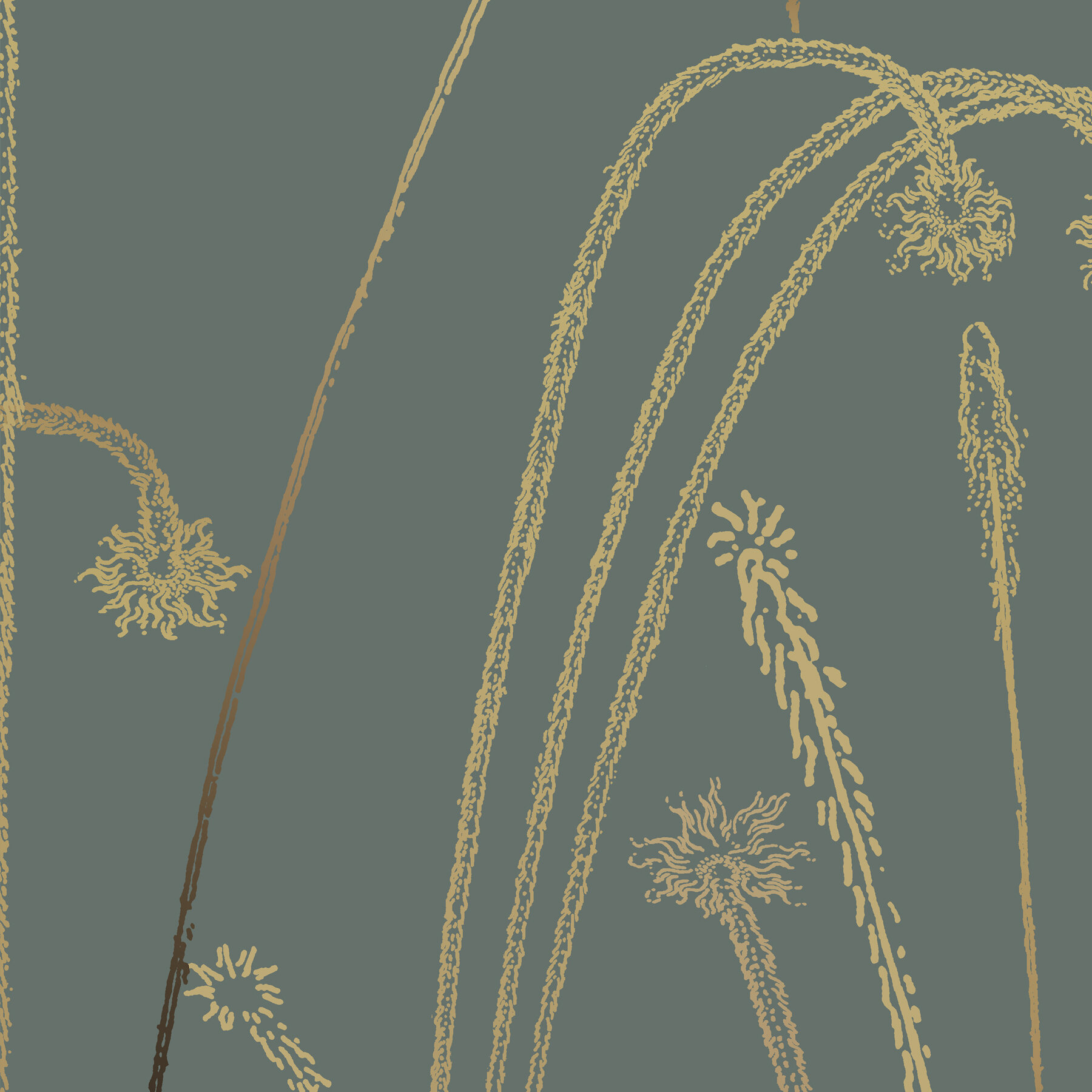 Feux D'Artifice - Green Gold, Antique Style Wallpaper, Fireworks, Studio DeSimoneWayland