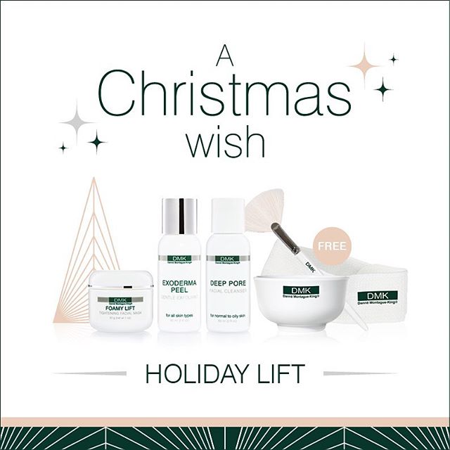 Our DMK Christmas Gift Packs are now available to purchase! The HOLIDAY LIFT gift box is great for all skin. 
Combined together Exoderma and Foamy Lift is your salon treatment at home. 
This at home enzyme mask utilises DMK messenger enzymes to provi