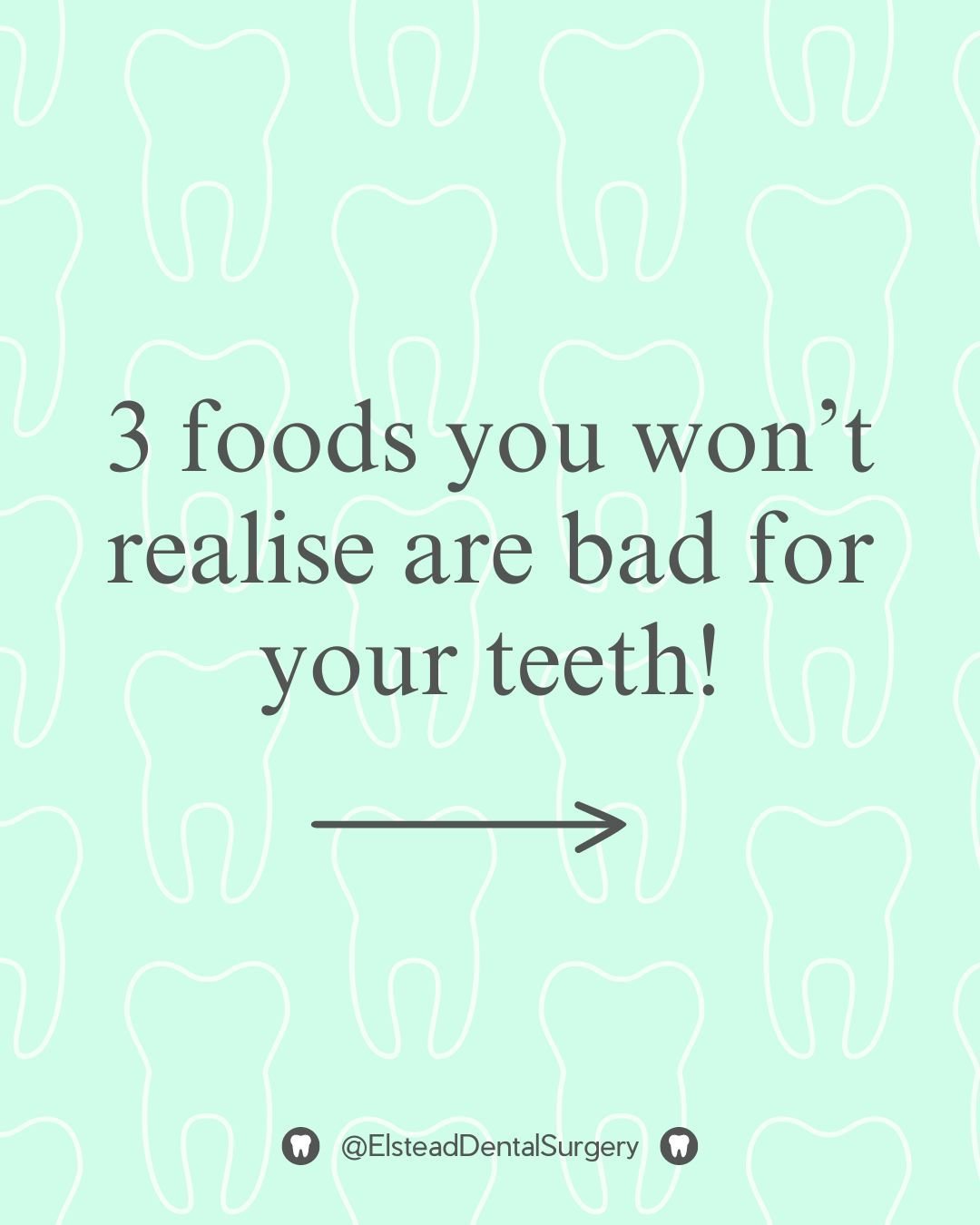 🚫 It's time for a tooth-friendly Public Service announcement!

Here are 3 surprising foods that aren't great for your teeth:

🍟 Crisps: The crunch of a potato chip may be satisfying but the starch becomes sugar and gets trapped in-between your teet