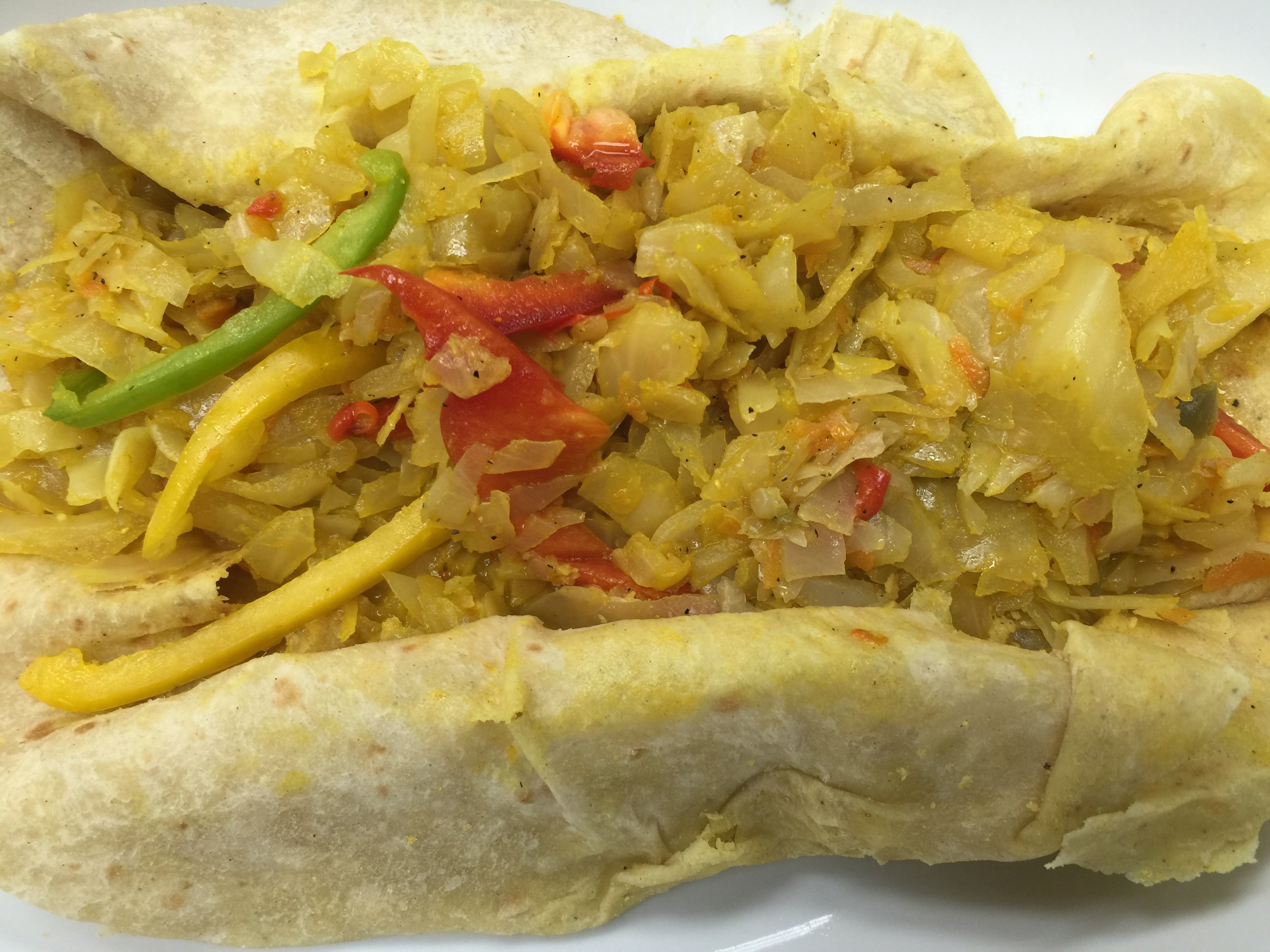 CURRY CABBAGE with ROTI