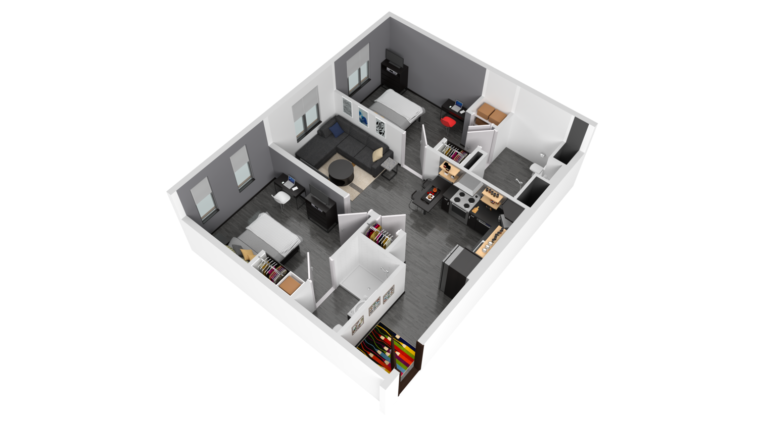 3D Rendering of Walnut Floor Plan