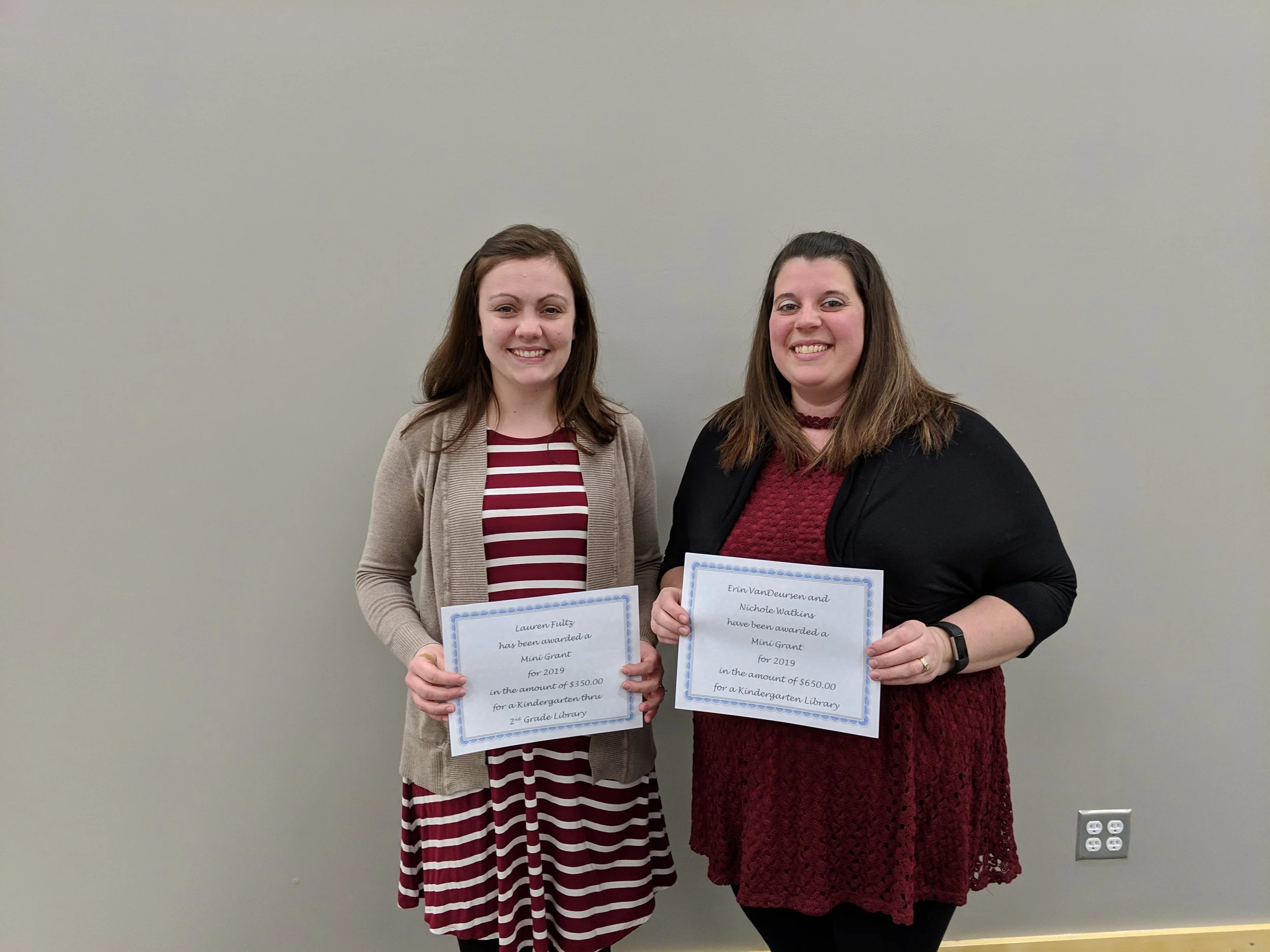 $650.00 Nicole Watkins (Erin VanDeursen not pictured) Kindergarten Leveled Library Mini Grant