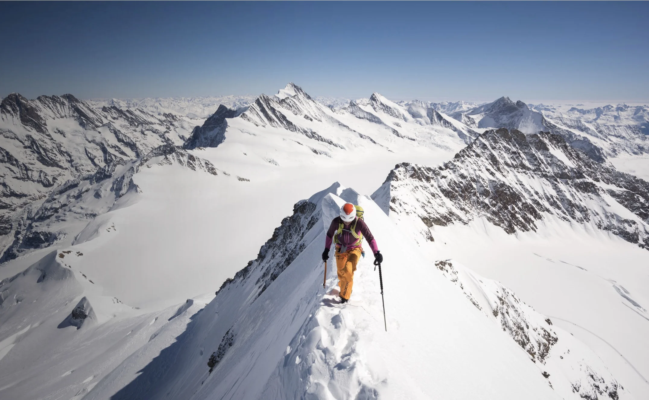 Liv Sansoz on the SE ridge of the Monch, Oberland, Switzerland