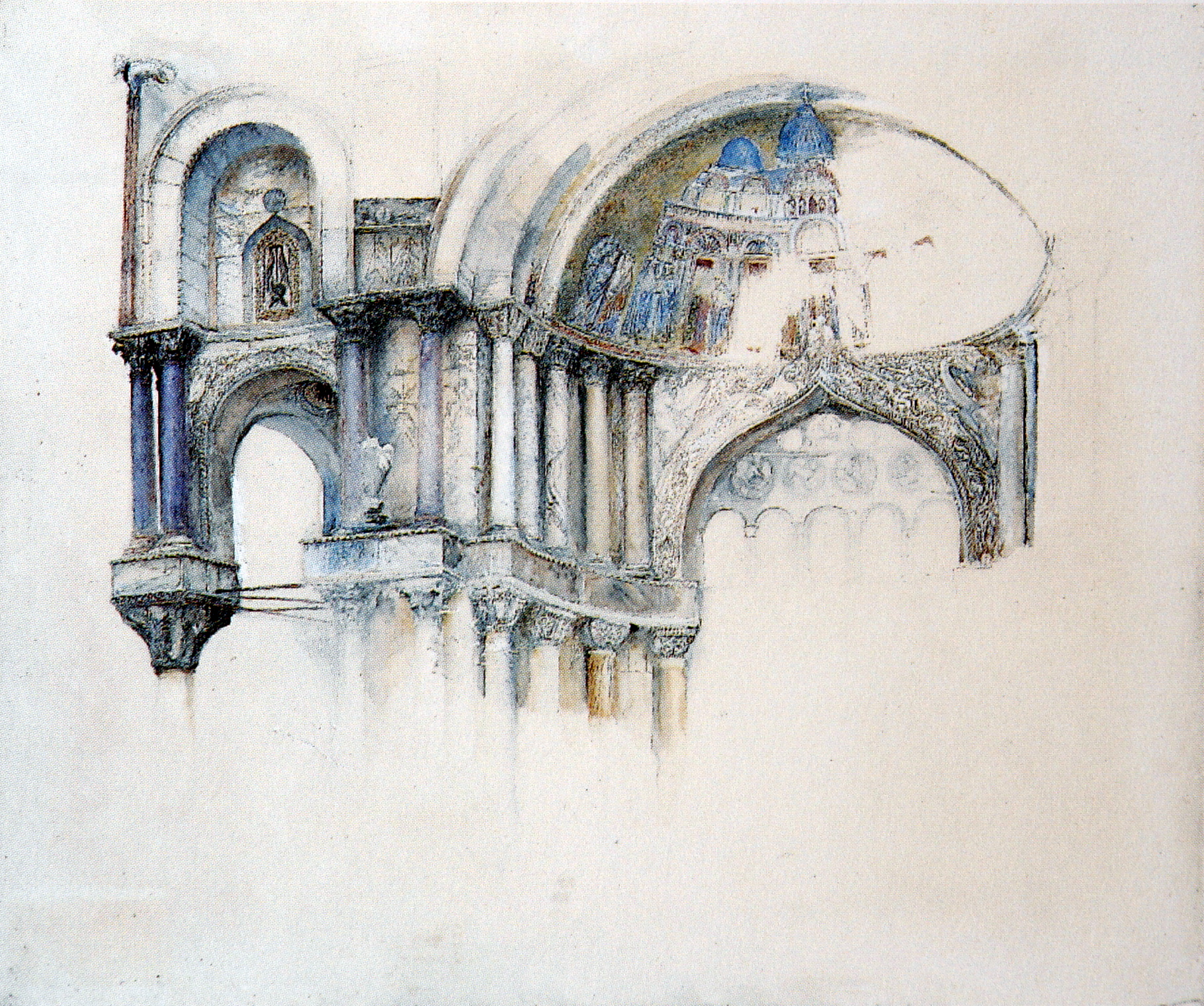 John Ruskin, North West Porch of St Marks, Venice, 1877, University of Lancaster, The Ruskin Foundation.