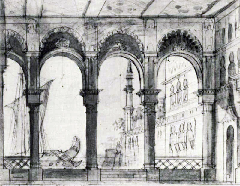 Francesco Bagnara, set Design for L'italiana in Algeri in Teatro San Benedetto, 1826, Venice, Museo Correr.