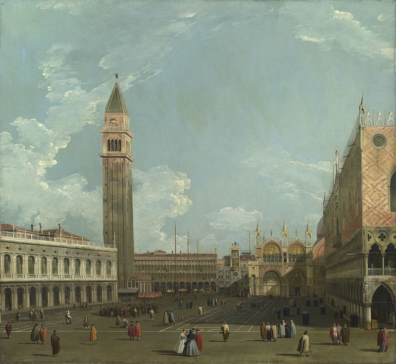 Studio of Canaletto, Venice: The Piazzetta from the Molo, ca. 1740, London, National Gallery.