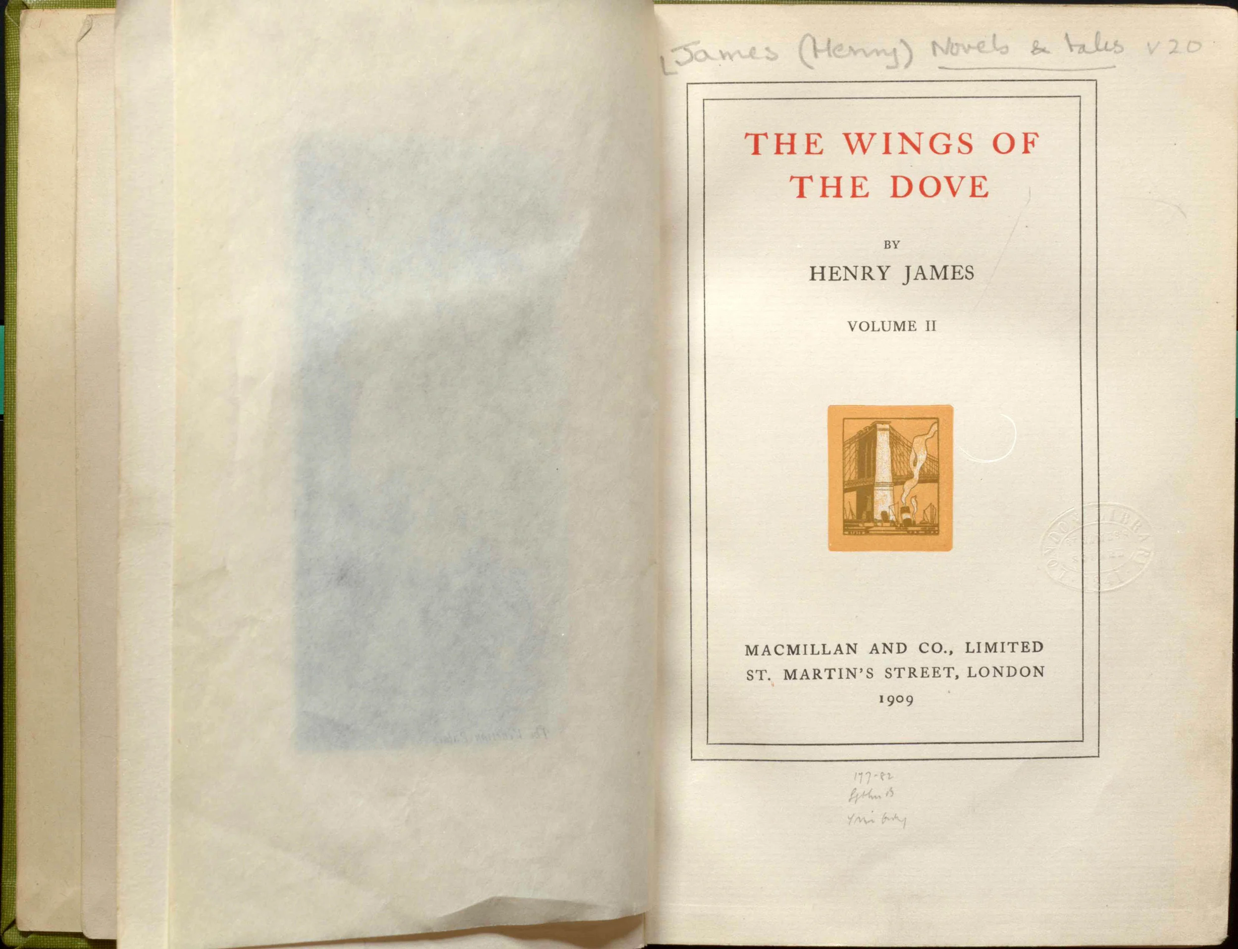 Henry James, The Wings of the Dove, vol II, 1909, London.