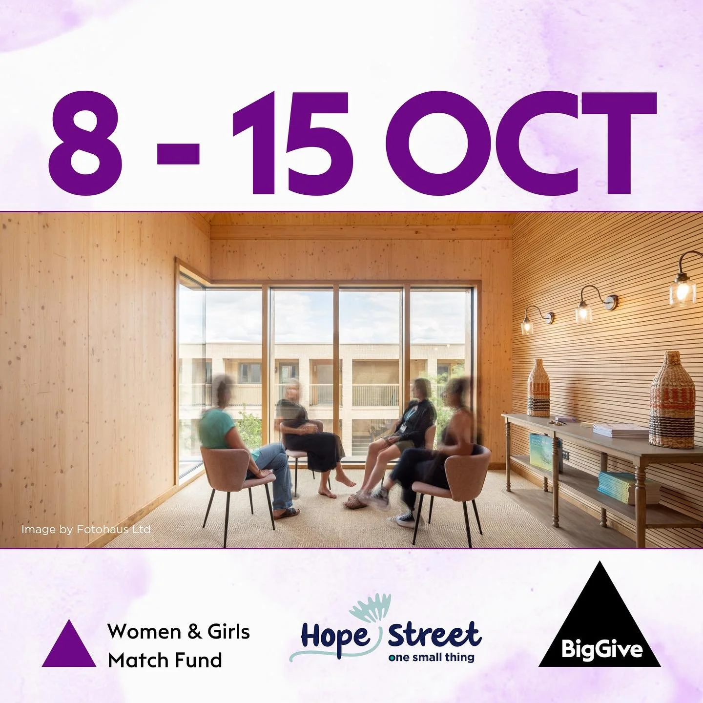 📣The Big Give&rsquo;s Women and Girls Match Fund is now LIVE!&nbsp;
&nbsp;
Every donation made to our campaign from now until 15th October will be DOUBLED&mdash; helping us raise vital funds for our therapeutic support programme at Hope Street.&nbsp