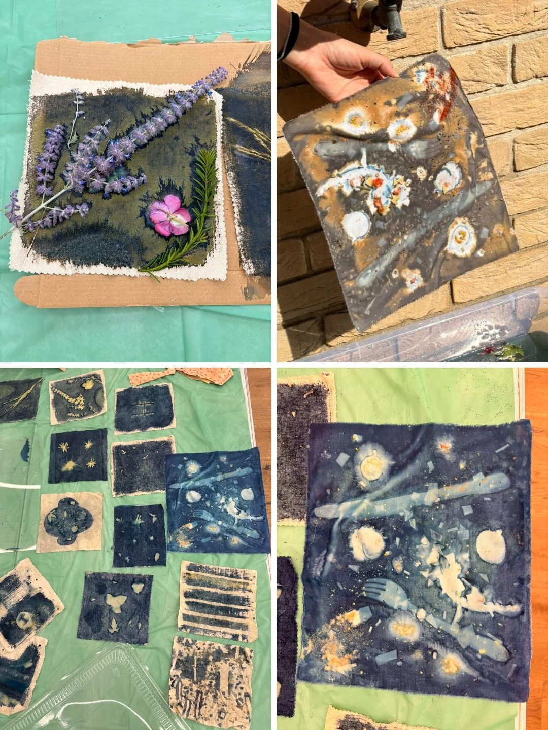 📢Update on our tapestry of hope project!

After two weeks of sessions learning the basics of cyanotype on paper, we moved on to fabric in session 3. We have been using different printing materials including food donations, flowers and vegetables fro