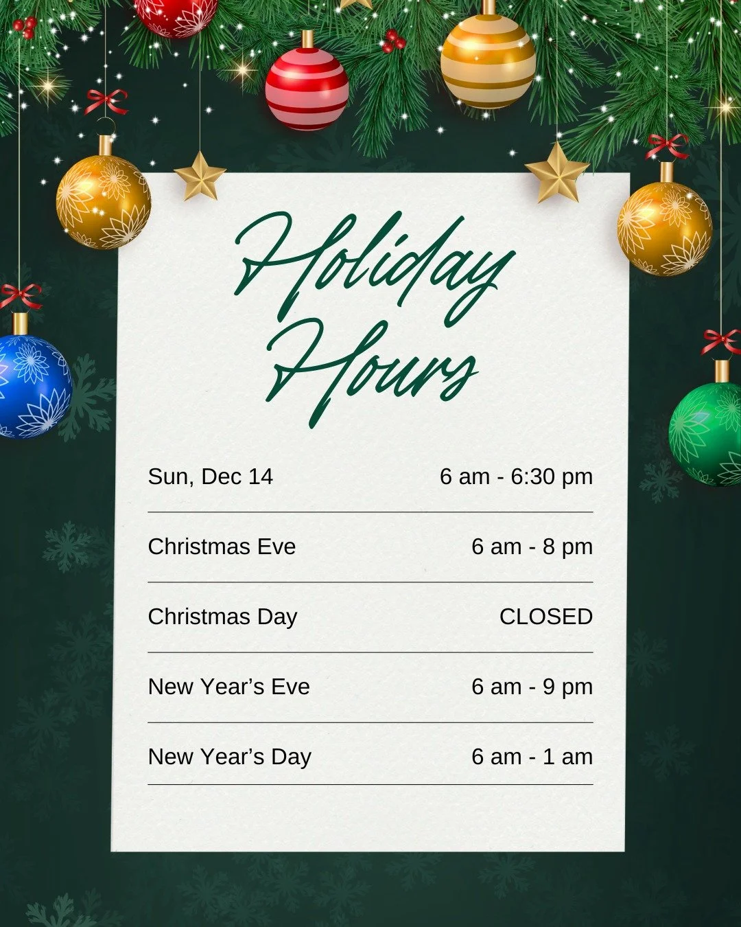 Holiday hours update! 🎄 All Rosella locations will close at 6:30 pm this Sunday, Dec 14, so our team can gather for a staff holiday party. Thank you for your understanding! 💛