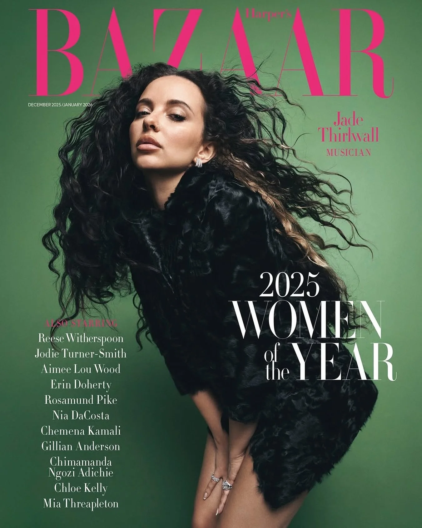 Hair by me @zateeshahairstylist @Imcworldwide 

JadeThirlwall stars on one of @bazaaruk&rsquo;s five special-edition Women of the Year 2025 covers

@jadethirlwall wears @miumiu @debeersofficial
Editor in Chief @lydiasmag
Photographer @jem_mitchell_st