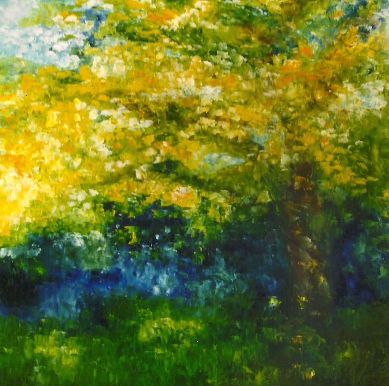 Oak Tree by The River 36x36 Oil on Canvas(sold)