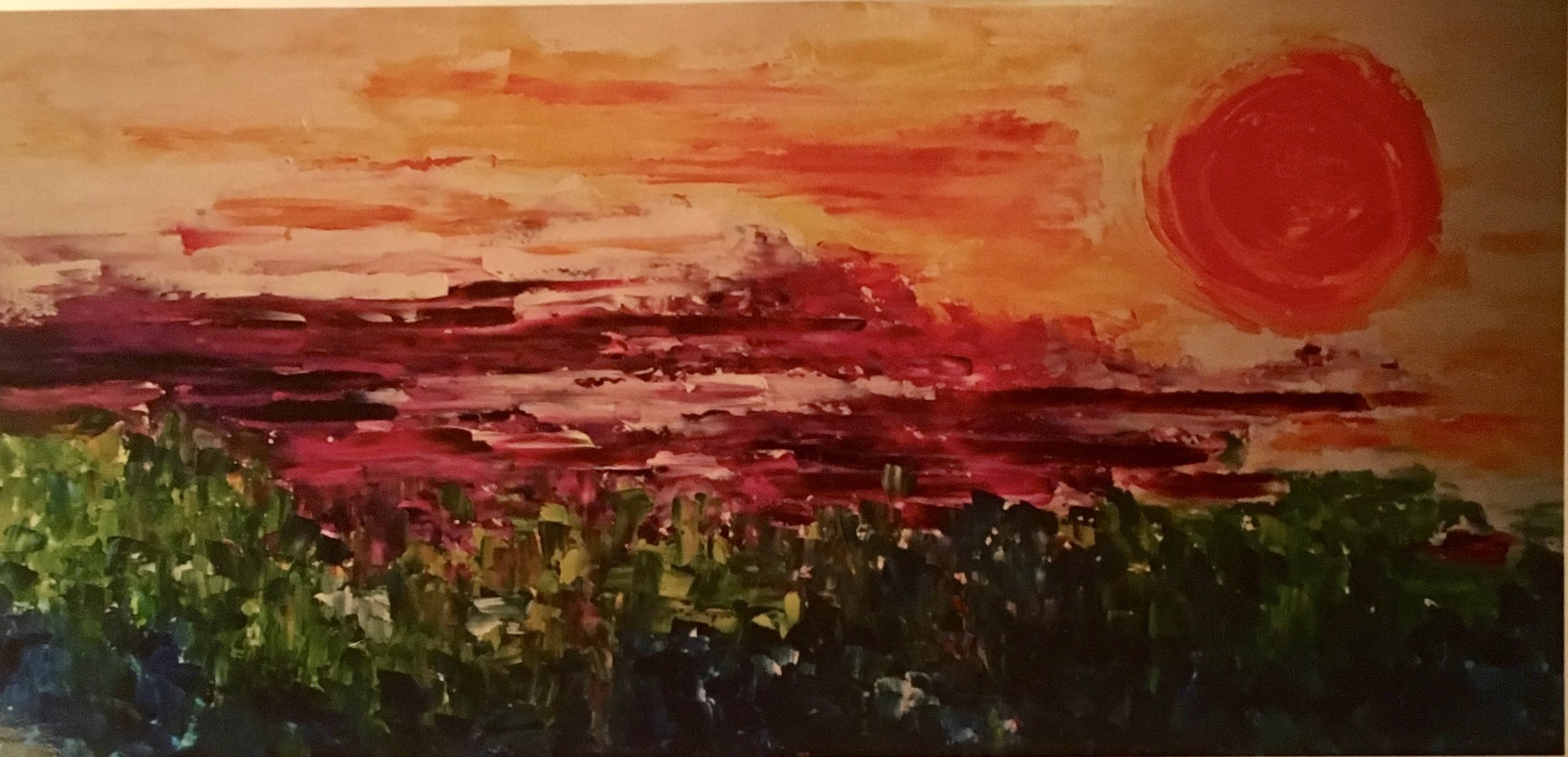 SOLD: Sunset Over the Chive Field Oil 24x48